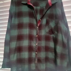 Maurices Green and Red Plaid Button Down Shirt